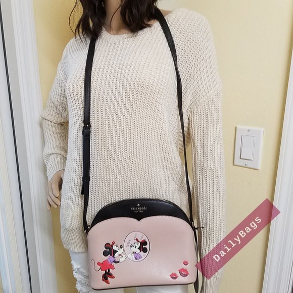 NWT KATE SPADE 100% AUTHENTIC DOME MINNIE MOUSE BLACK WARM VELLUM CROSSBODY - Picture 3 of 13